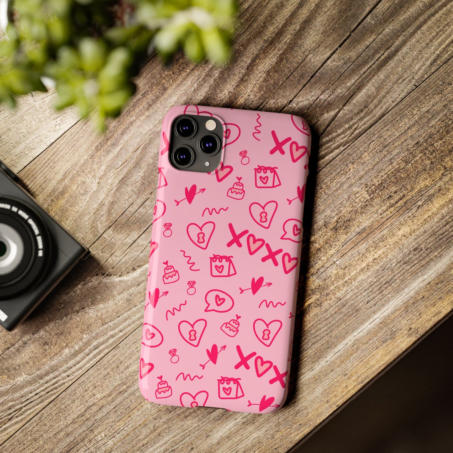 Cute Pink Hearts Phone Case, Slim Phone Cover, Valentine's Day Gift, Trendy Phone Accessory, Love Theme, Girlfriend Gift, Cute Design