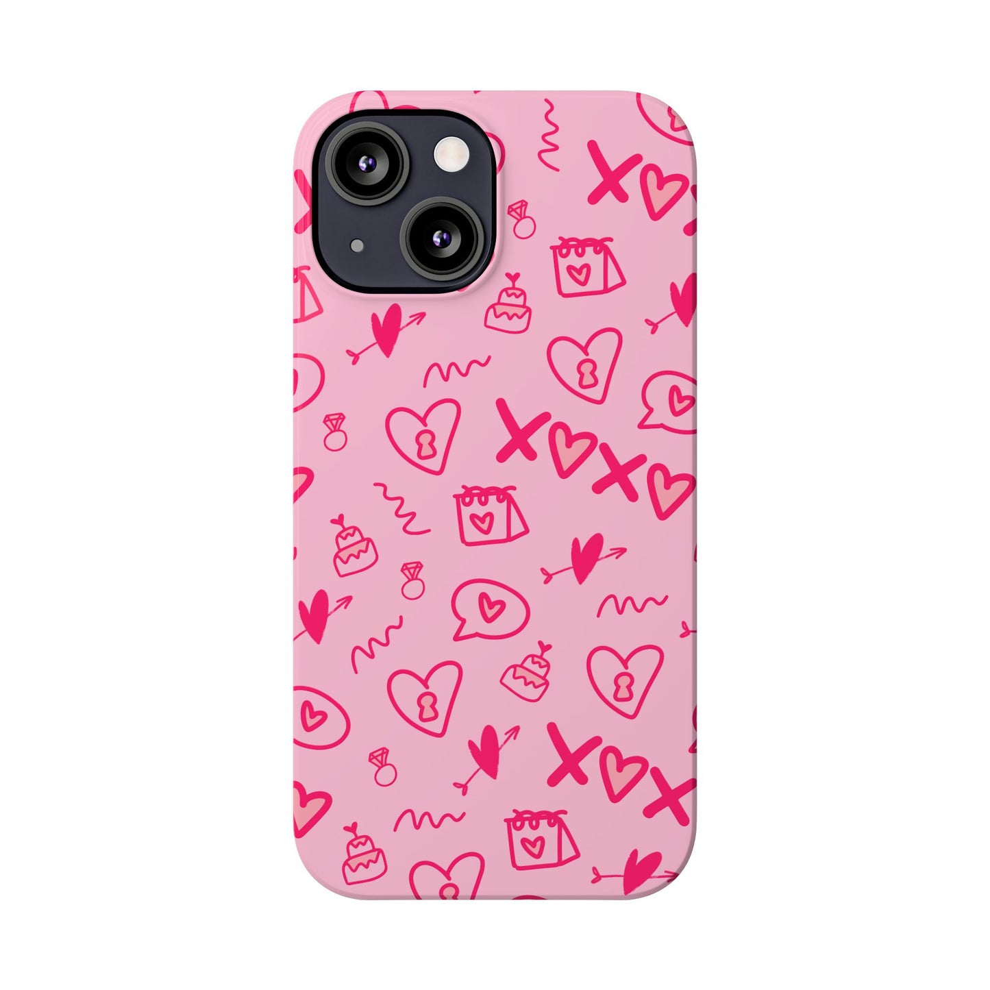 Cute Pink Hearts Phone Case, Slim Phone Cover, Valentine's Day Gift, Trendy Phone Accessory, Love Theme, Girlfriend Gift, Cute Design