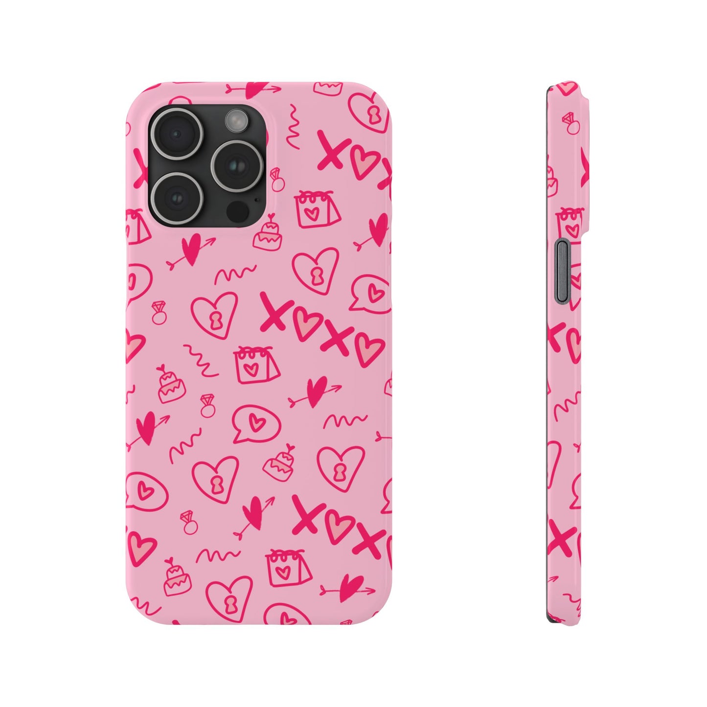 Cute Pink Hearts Phone Case, Slim Phone Cover, Valentine's Day Gift, Trendy Phone Accessory, Love Theme, Girlfriend Gift, Cute Design