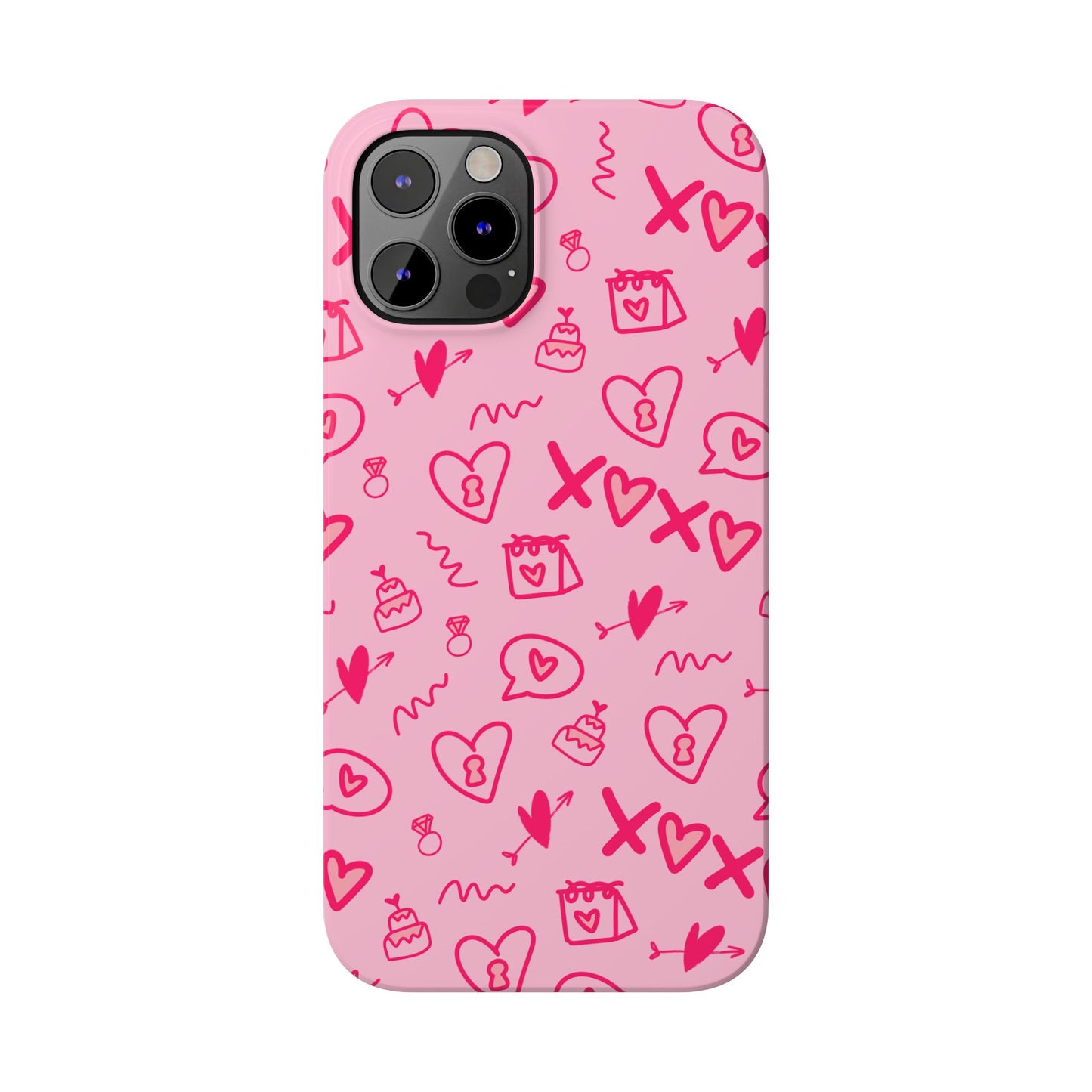 Cute Pink Hearts Phone Case, Slim Phone Cover, Valentine's Day Gift, Trendy Phone Accessory, Love Theme, Girlfriend Gift, Cute Design