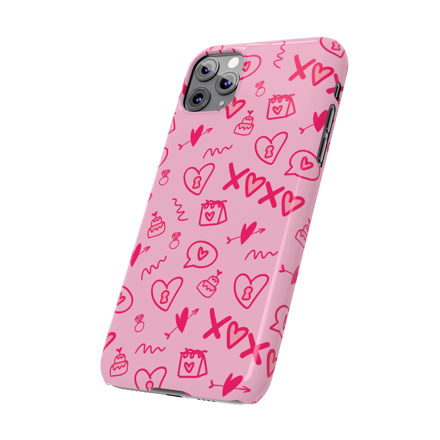 Cute Pink Hearts Phone Case, Slim Phone Cover, Valentine's Day Gift, Trendy Phone Accessory, Love Theme, Girlfriend Gift, Cute Design
