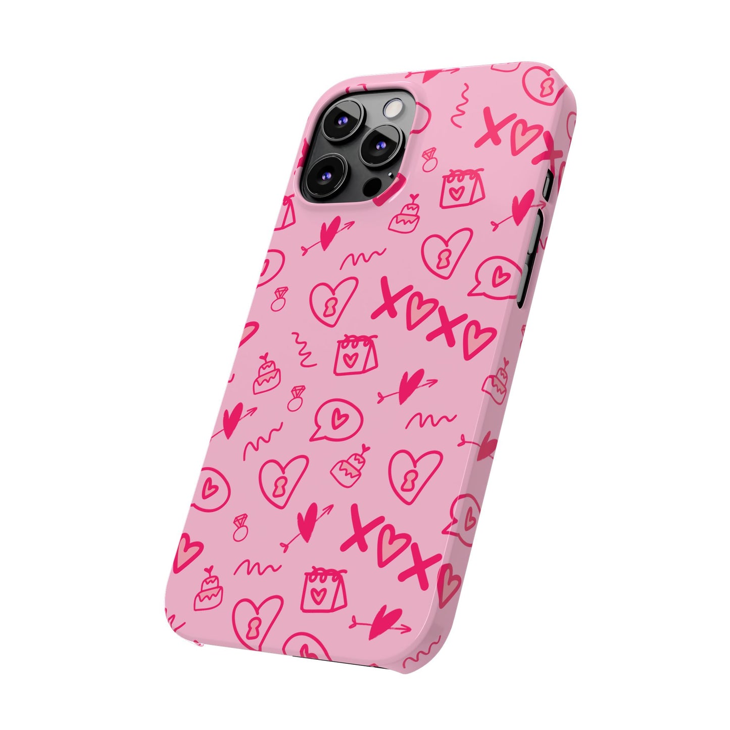 Cute Pink Hearts Phone Case, Slim Phone Cover, Valentine's Day Gift, Trendy Phone Accessory, Love Theme, Girlfriend Gift, Cute Design