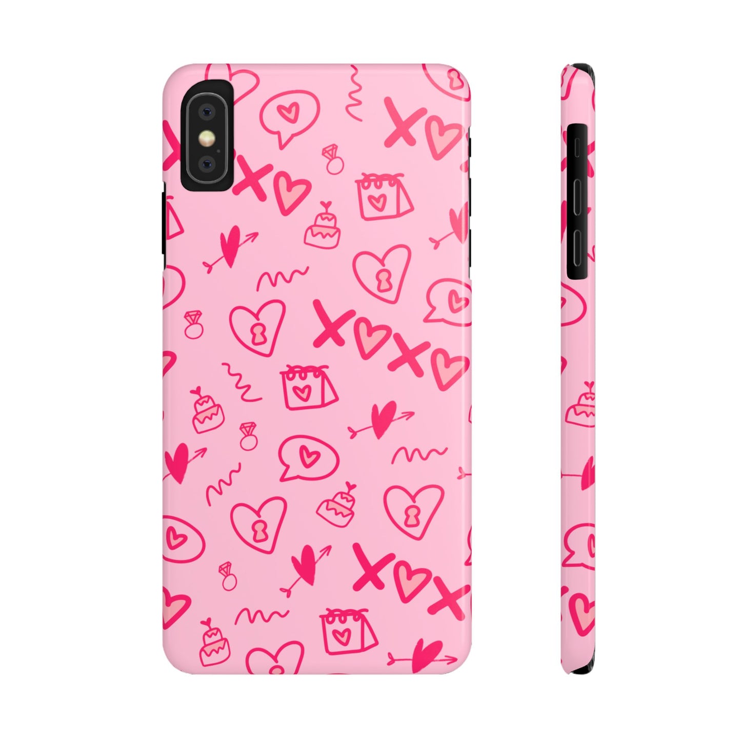 Cute Pink Hearts Phone Case, Slim Phone Cover, Valentine's Day Gift, Trendy Phone Accessory, Love Theme, Girlfriend Gift, Cute Design