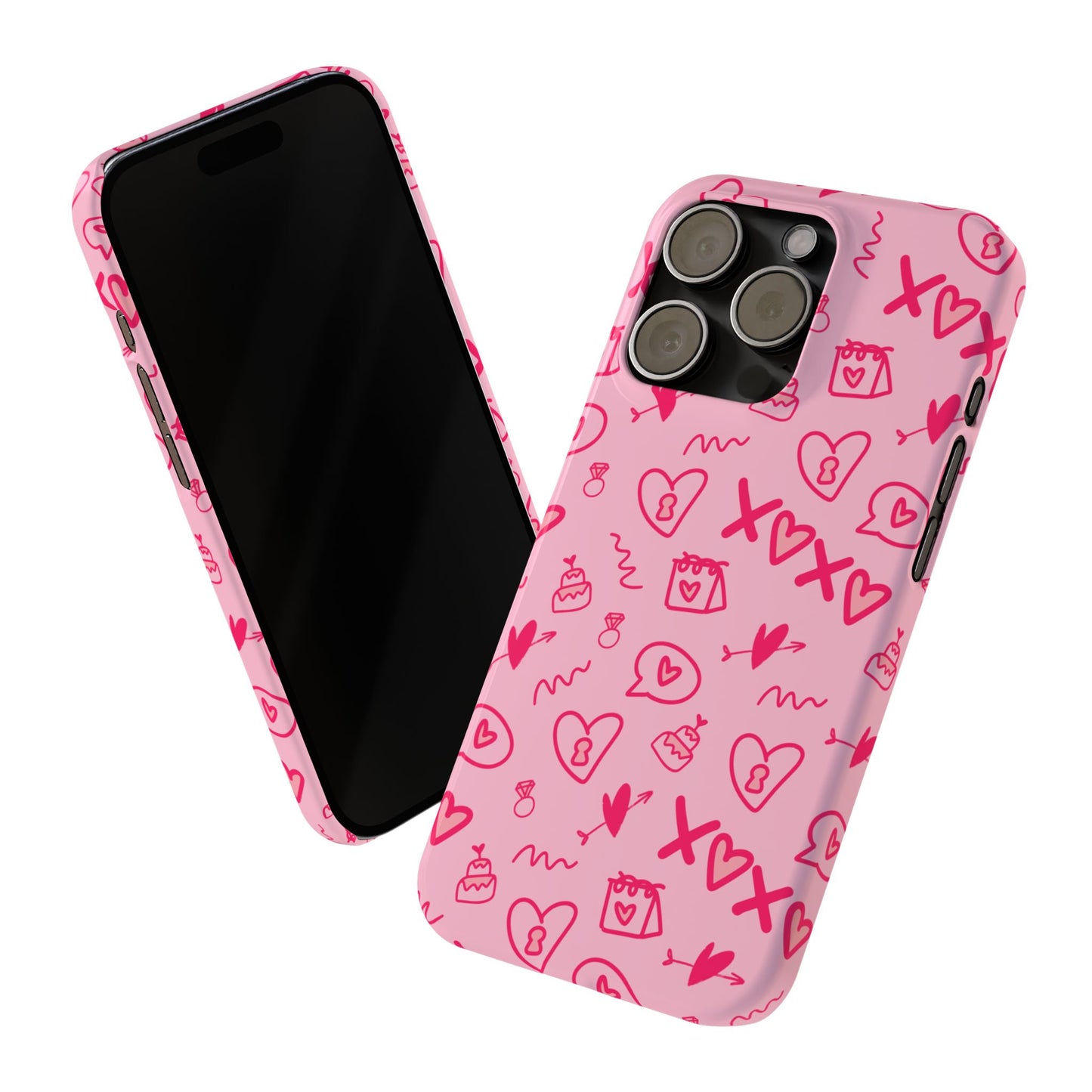 Cute Pink Hearts Phone Case, Slim Phone Cover, Valentine's Day Gift, Trendy Phone Accessory, Love Theme, Girlfriend Gift, Cute Design