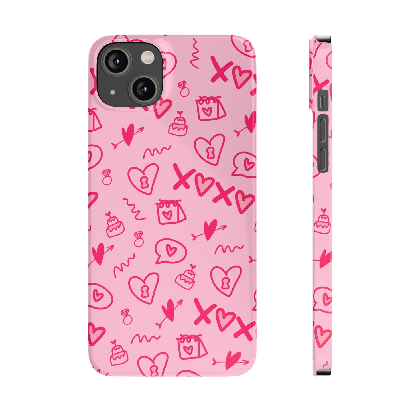 Cute Pink Hearts Phone Case, Slim Phone Cover, Valentine's Day Gift, Trendy Phone Accessory, Love Theme, Girlfriend Gift, Cute Design