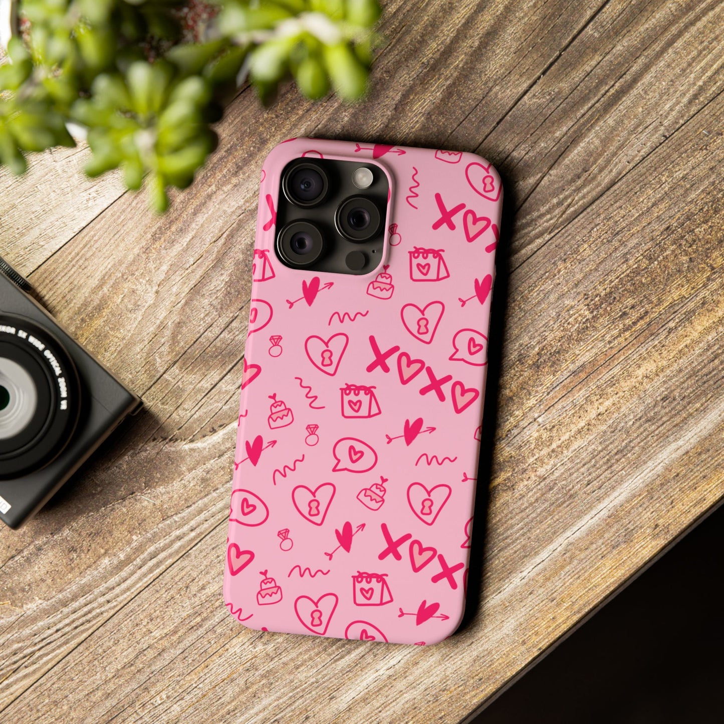 Cute Pink Hearts Phone Case, Slim Phone Cover, Valentine's Day Gift, Trendy Phone Accessory, Love Theme, Girlfriend Gift, Cute Design