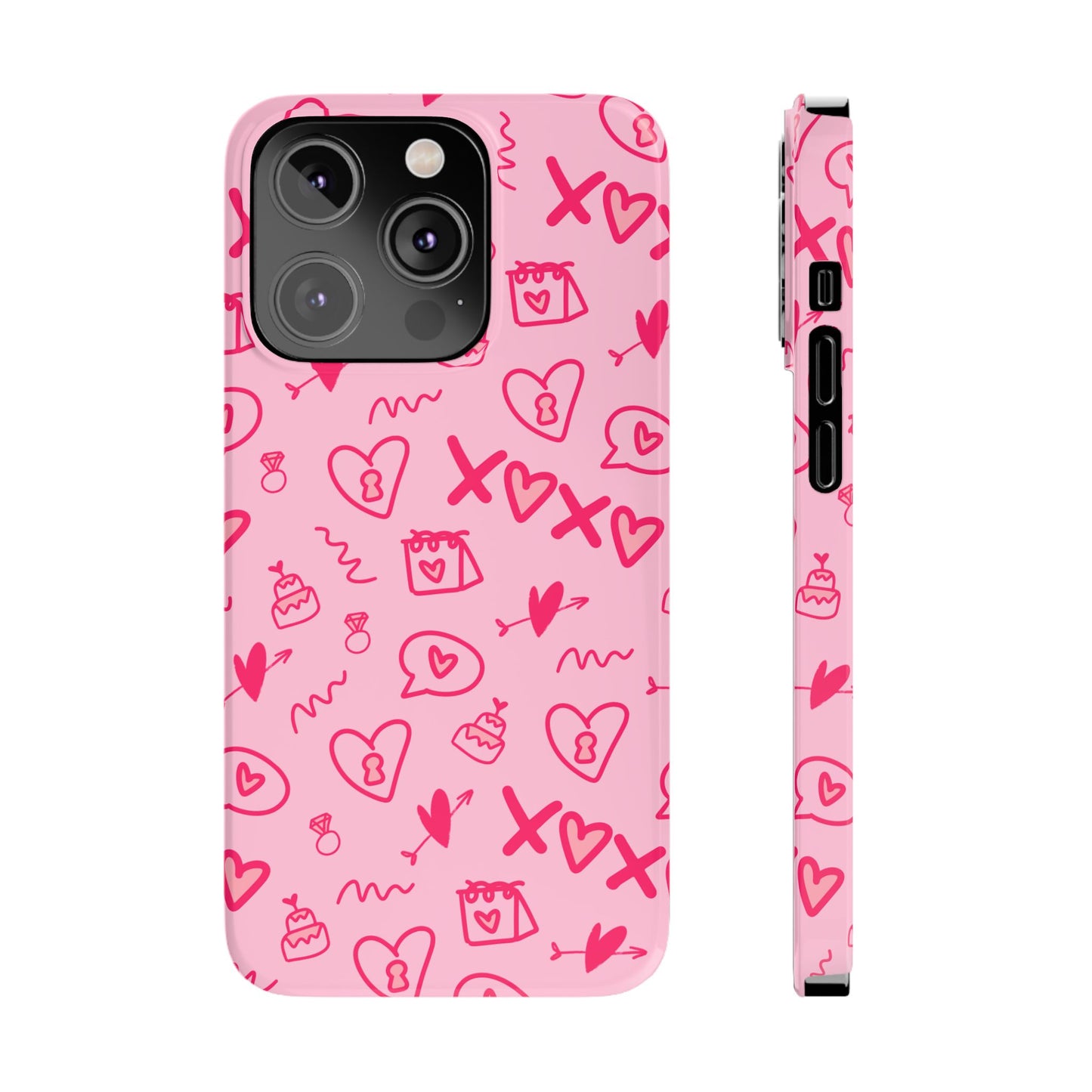 Cute Pink Hearts Phone Case, Slim Phone Cover, Valentine's Day Gift, Trendy Phone Accessory, Love Theme, Girlfriend Gift, Cute Design