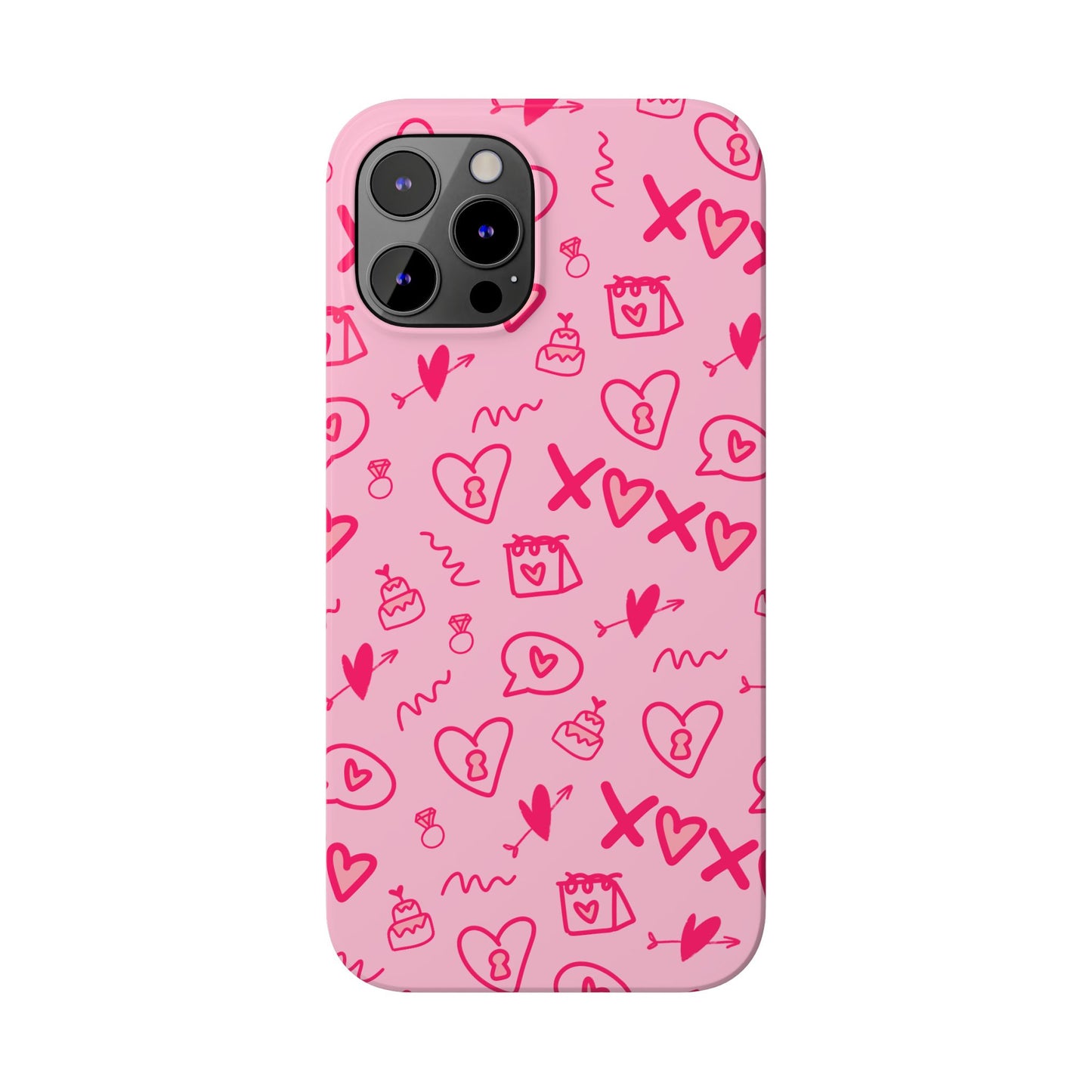 Cute Pink Hearts Phone Case, Slim Phone Cover, Valentine's Day Gift, Trendy Phone Accessory, Love Theme, Girlfriend Gift, Cute Design