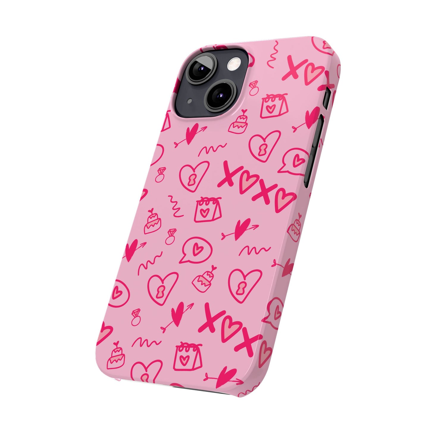 Cute Pink Hearts Phone Case, Slim Phone Cover, Valentine's Day Gift, Trendy Phone Accessory, Love Theme, Girlfriend Gift, Cute Design