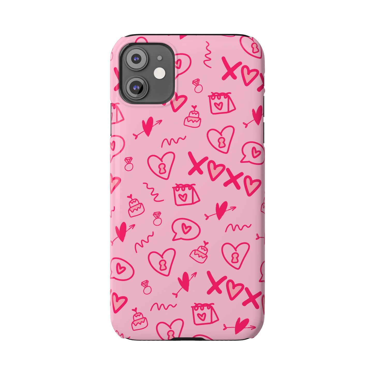 Cute Pink Hearts Phone Case, Slim Phone Cover, Valentine's Day Gift, Trendy Phone Accessory, Love Theme, Girlfriend Gift, Cute Design