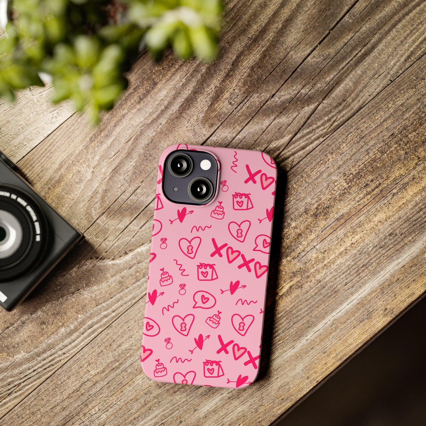 Cute Pink Hearts Phone Case, Slim Phone Cover, Valentine's Day Gift, Trendy Phone Accessory, Love Theme, Girlfriend Gift, Cute Design