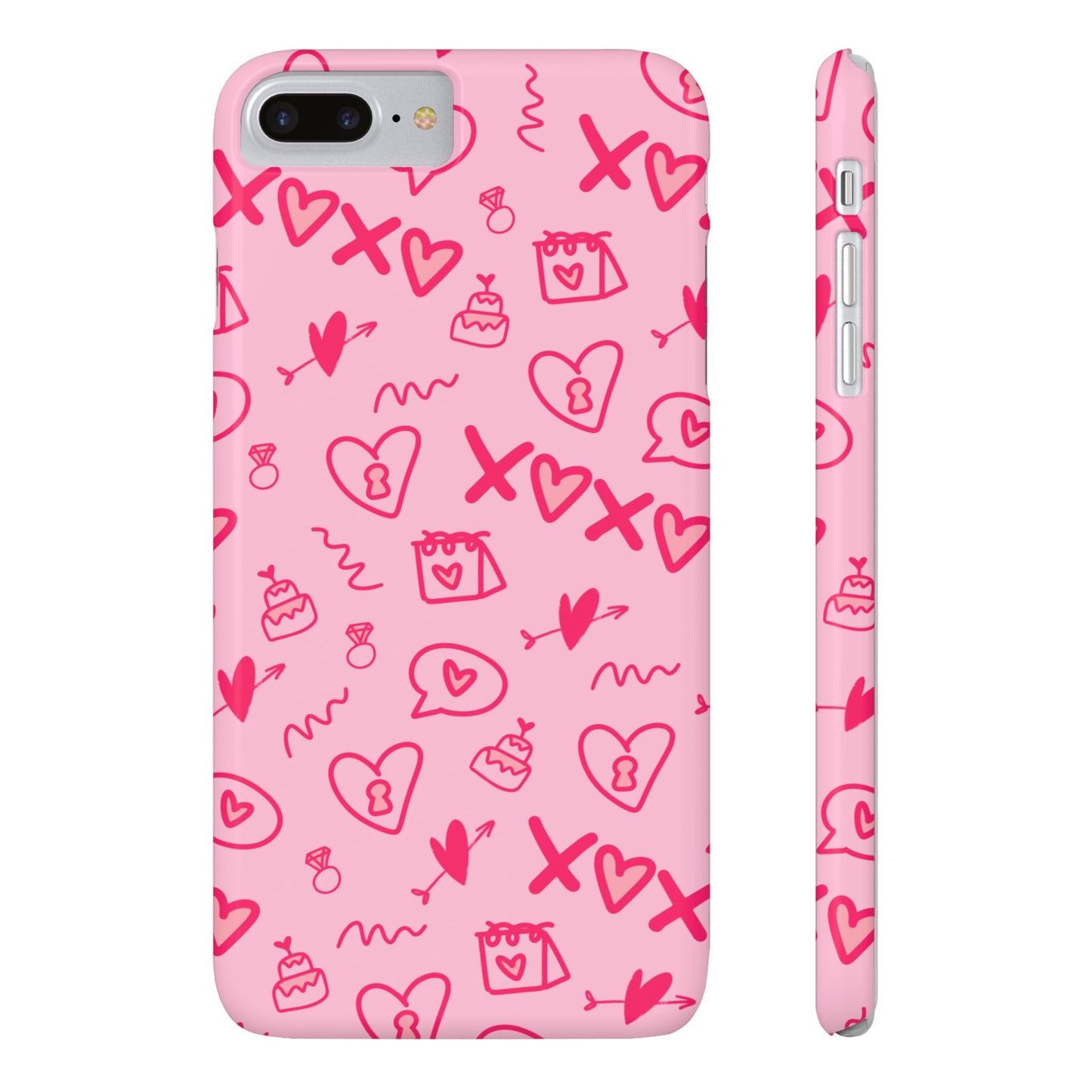Cute Pink Hearts Phone Case, Slim Phone Cover, Valentine's Day Gift, Trendy Phone Accessory, Love Theme, Girlfriend Gift, Cute Design