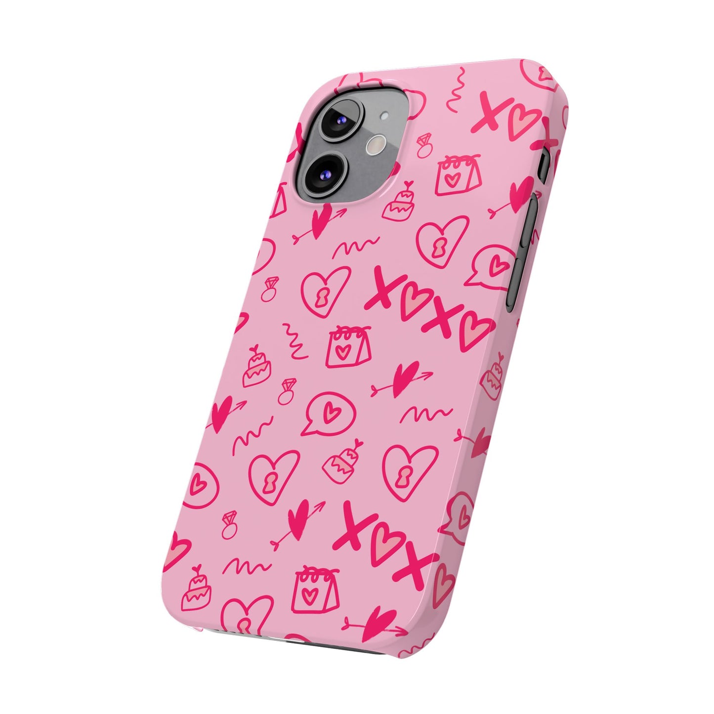 Cute Pink Hearts Phone Case, Slim Phone Cover, Valentine's Day Gift, Trendy Phone Accessory, Love Theme, Girlfriend Gift, Cute Design