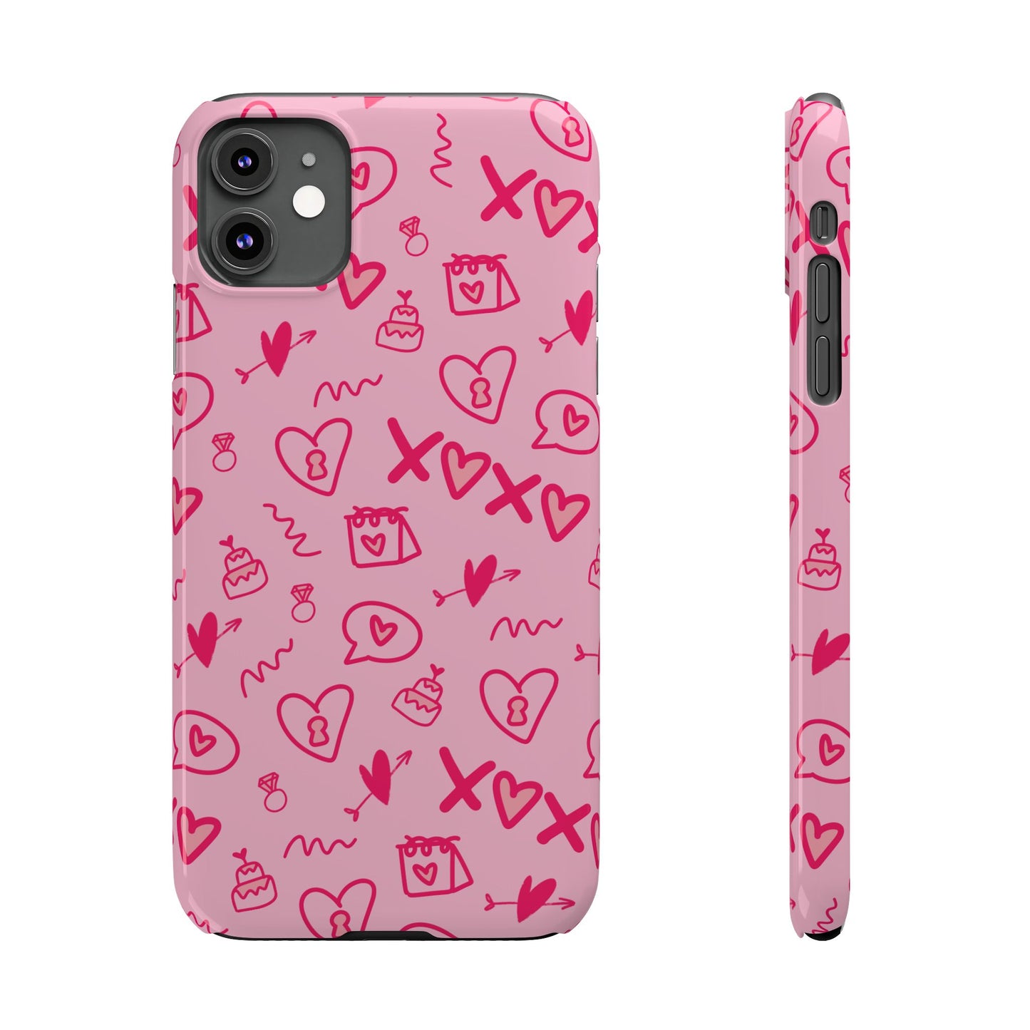 Cute Pink Hearts Phone Case, Slim Phone Cover, Valentine's Day Gift, Trendy Phone Accessory, Love Theme, Girlfriend Gift, Cute Design