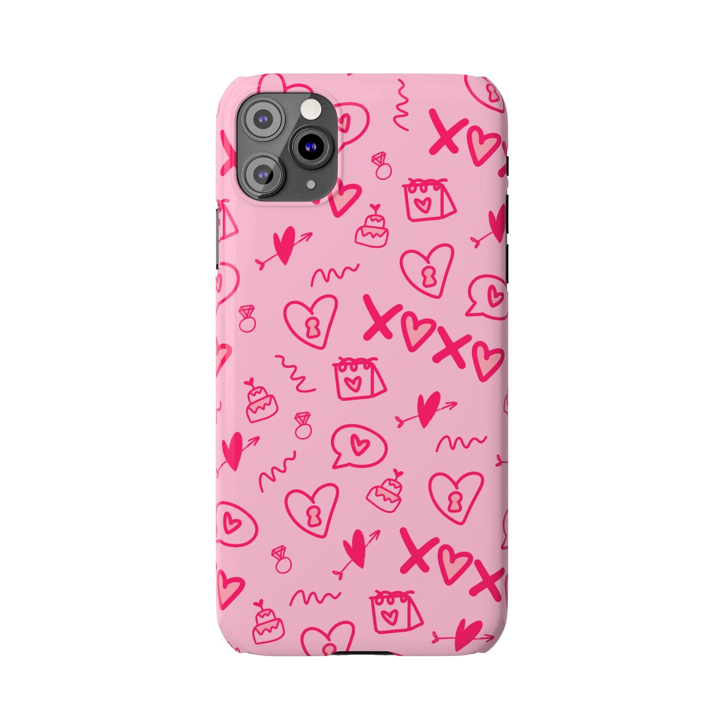 Cute Pink Hearts Phone Case, Slim Phone Cover, Valentine's Day Gift, Trendy Phone Accessory, Love Theme, Girlfriend Gift, Cute Design