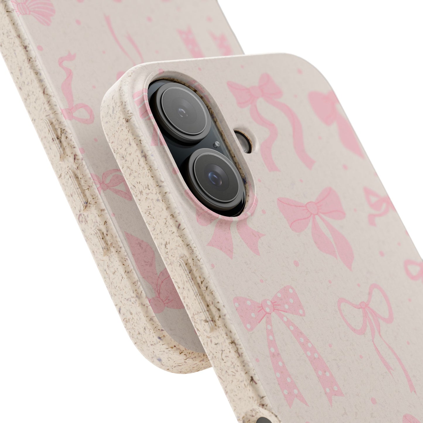 Biodegradable Phone Case with Pink Bows | Eco-Friendly, Cute Tech Accessory, Gift for Her, Sustainable Phone Cover, Holiday Gift
