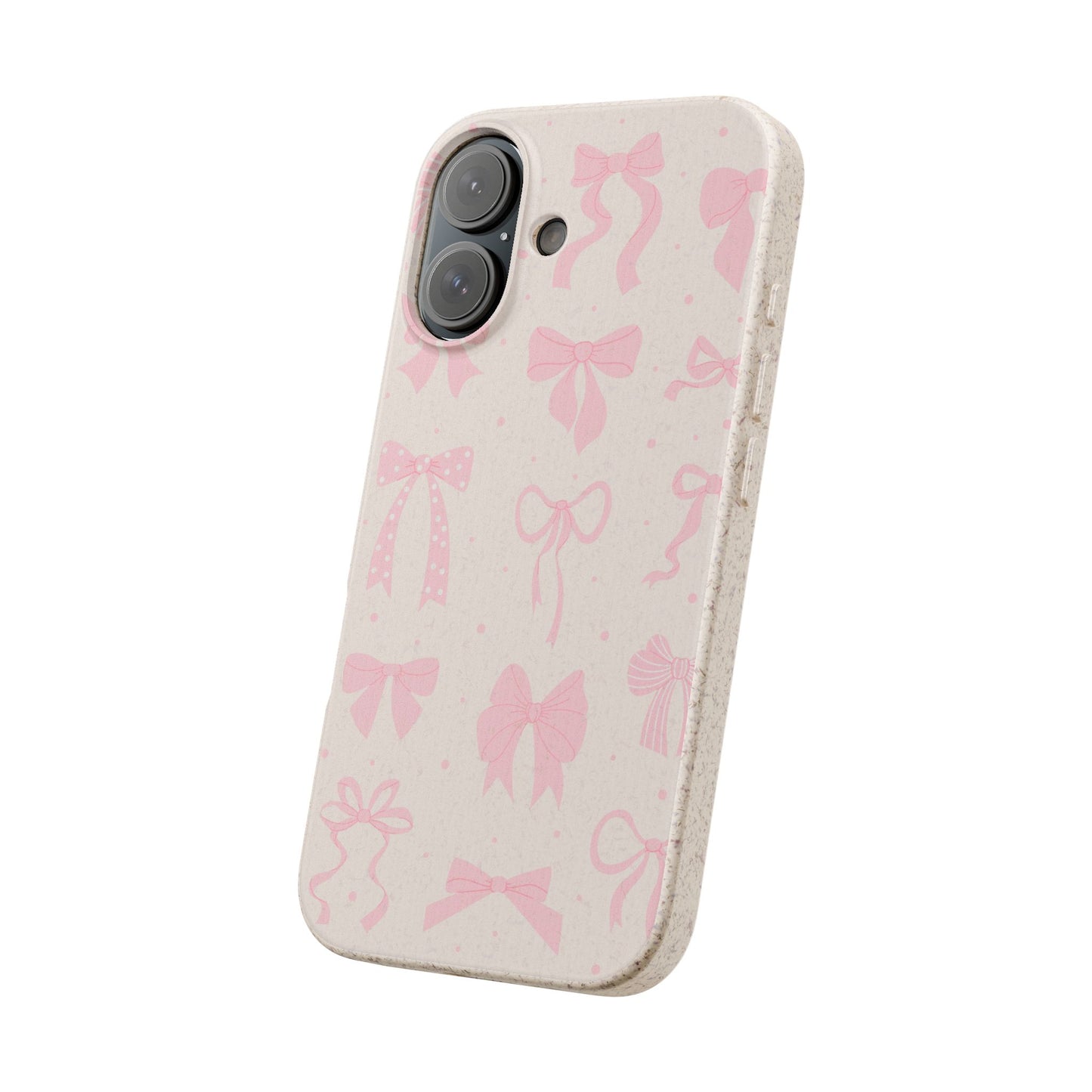 Biodegradable Phone Case with Pink Bows | Eco-Friendly, Cute Tech Accessory, Gift for Her, Sustainable Phone Cover, Holiday Gift