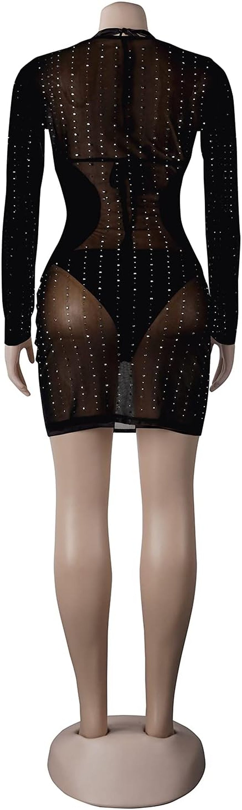 Women Sexy Hot Drilling Process Sexy Dress Party Club Night Dress (2108, Black,S)